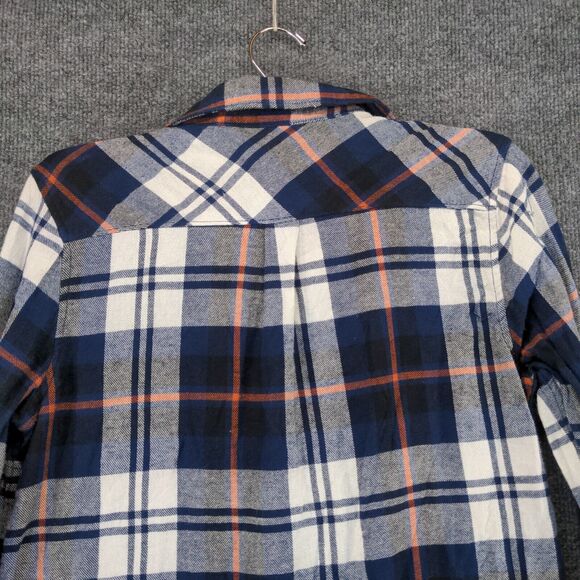 Woolrich Mens Button-Up Shirt Blue Plaid Medium Long Sleeve Chest Pockets - Picture 6 of 12